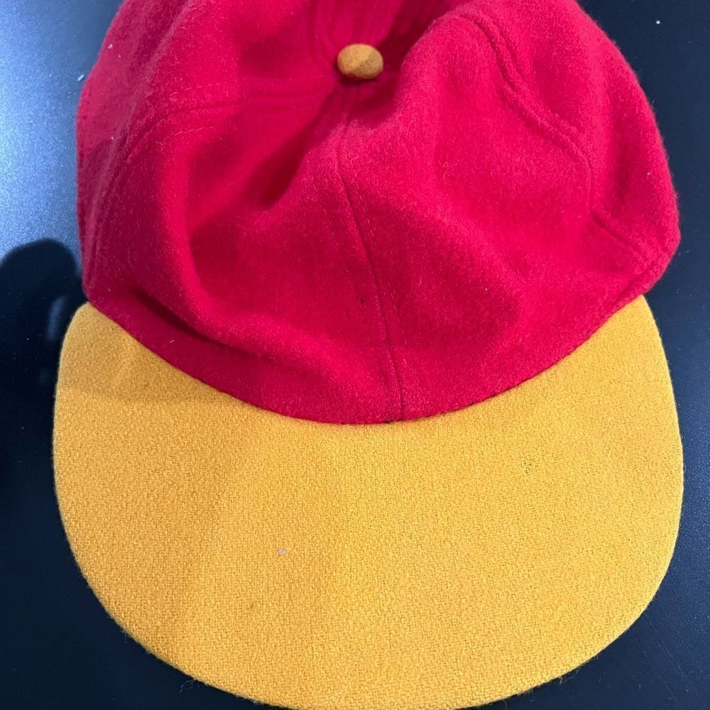 Vintage Gitano Baseball Cap Hat Stretch Fit Crimson & Yellow